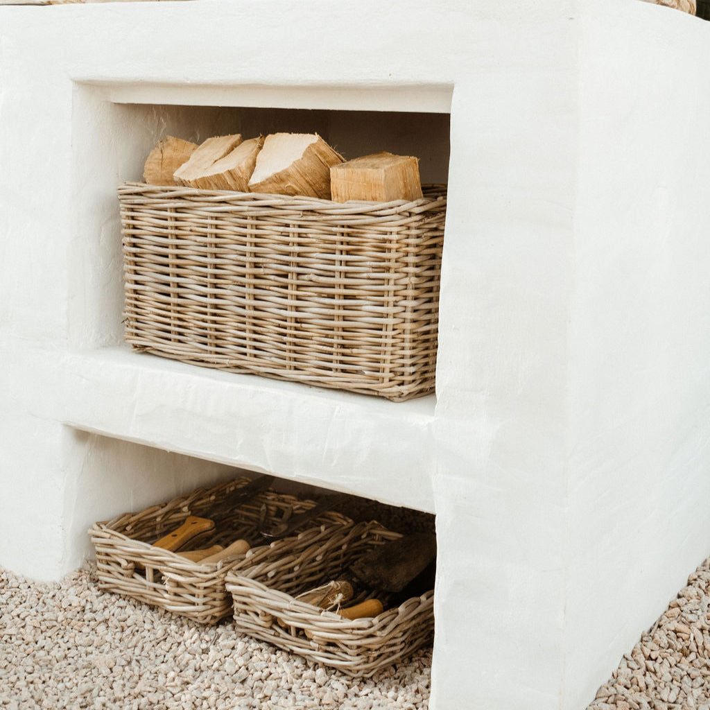 Rattan Rectangle Basket Kubu Grey - Basketly