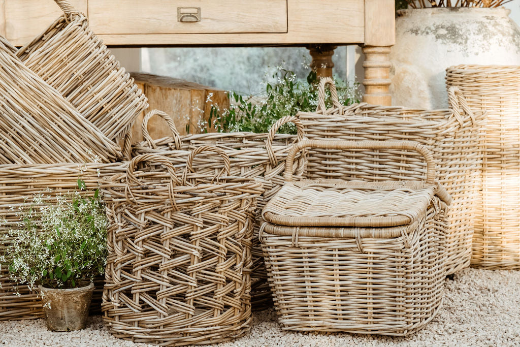 Round Basket with Zig-Zag Weave - Basketly