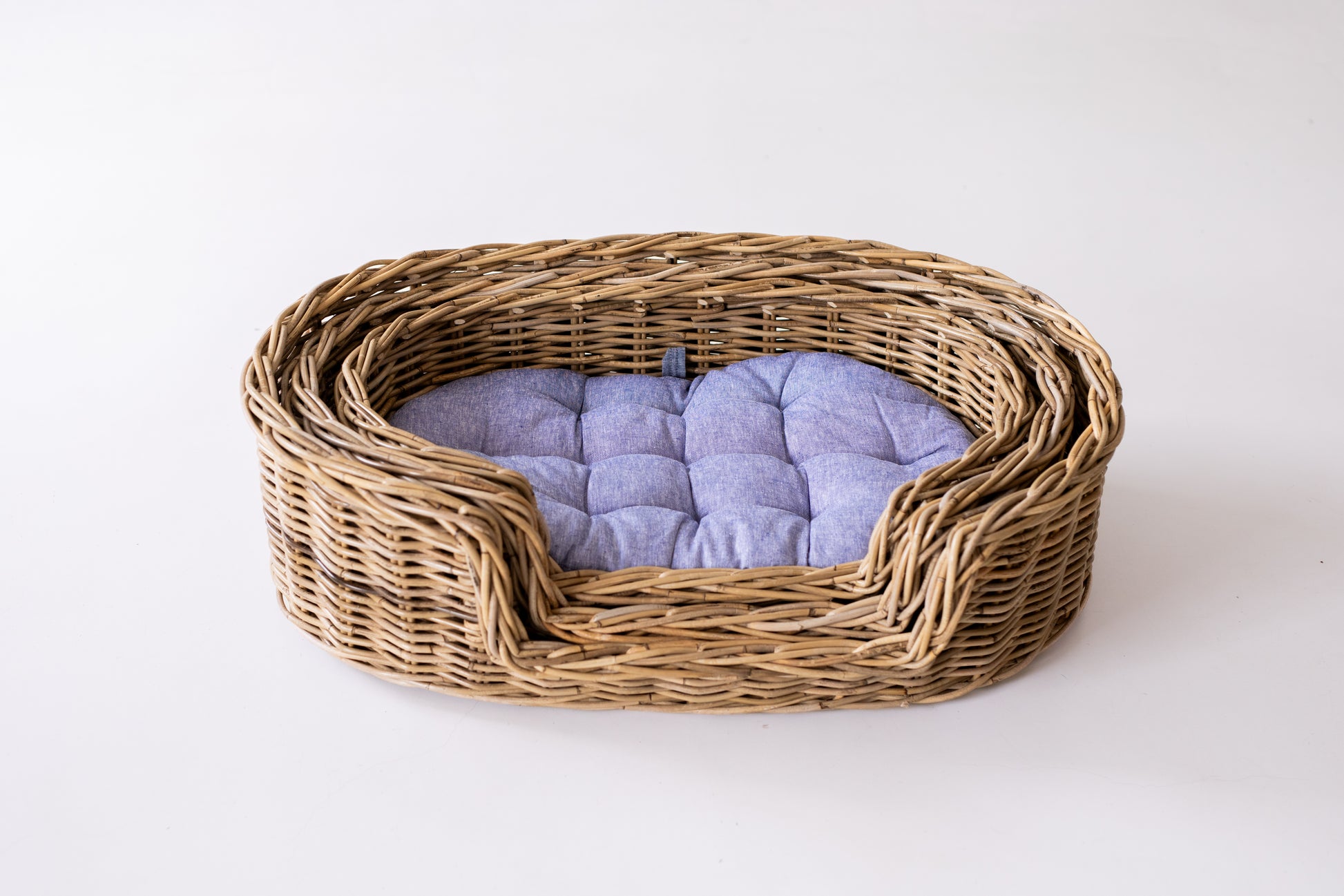 Oval Rattan Pet Bed with Pillow - Basketly