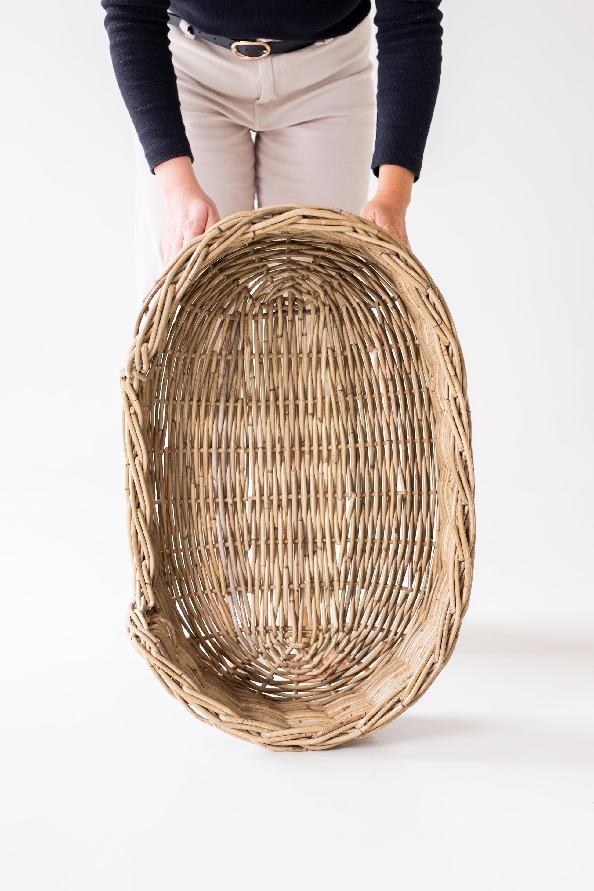 Oval Rattan Pet Bed with Pillow - Basketly