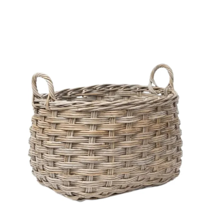 Rattan Rounded Oval Storage Basket - Basketly