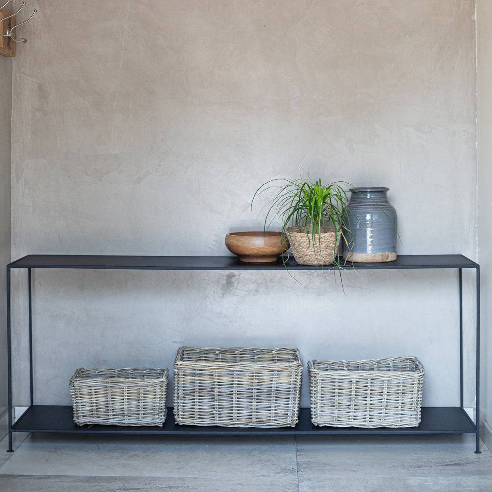 Rattan Rectangle Basket Kubu Grey