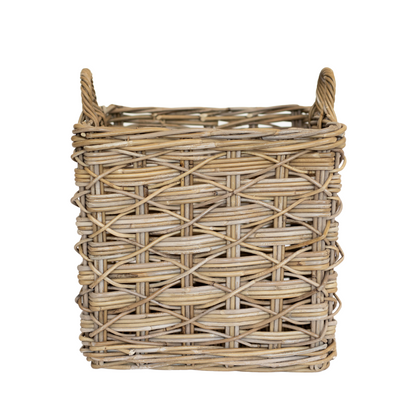 Rattan Square Basket X Weave