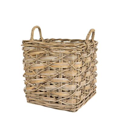 Rattan Square Basket X Weave