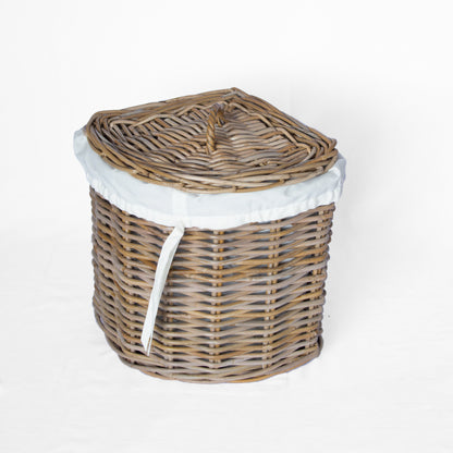 Rattan Corner Laundry Baskets with Lid and Inner Bag