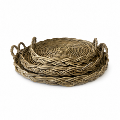 Charlotte Rattan Round Braided Tray