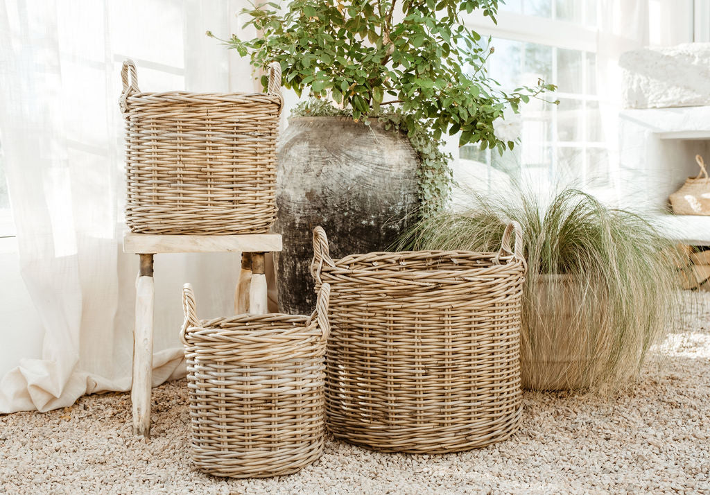 Rattan Round Flat Bottom Baskets - Basketly