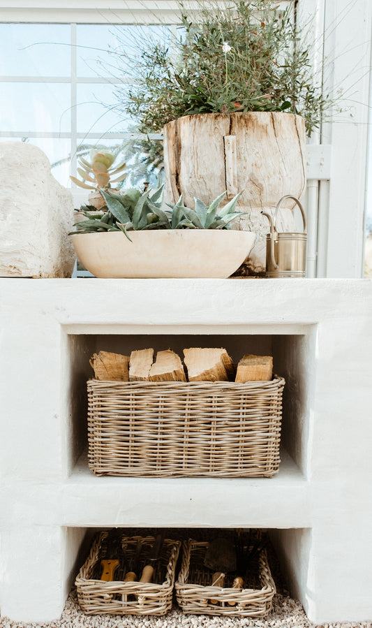 Rattan Rectangle Basket Kubu Grey - Basketly