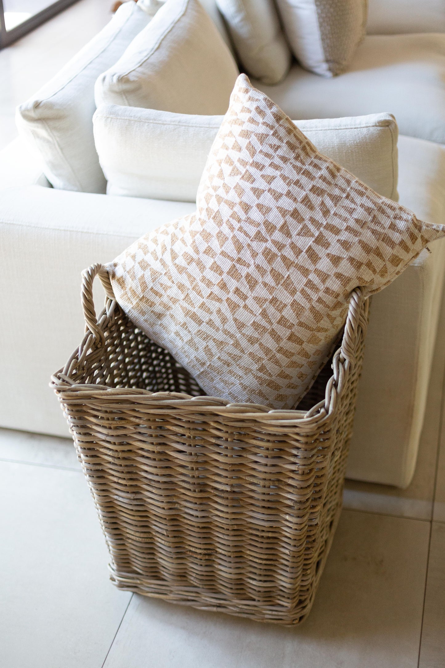 Rattan Square Storage Basket on Wheels