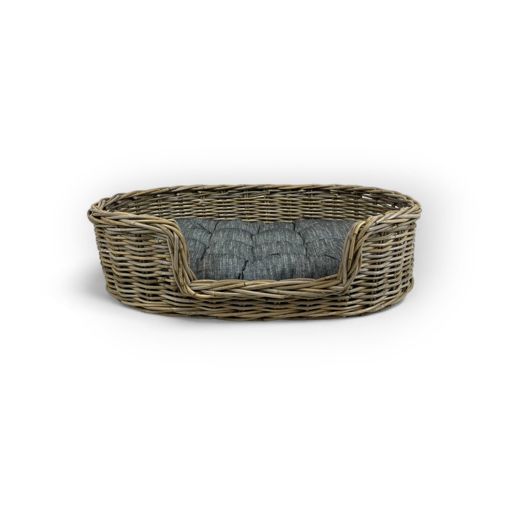 Oval Rattan Pet Bed with Pillow - Basketly