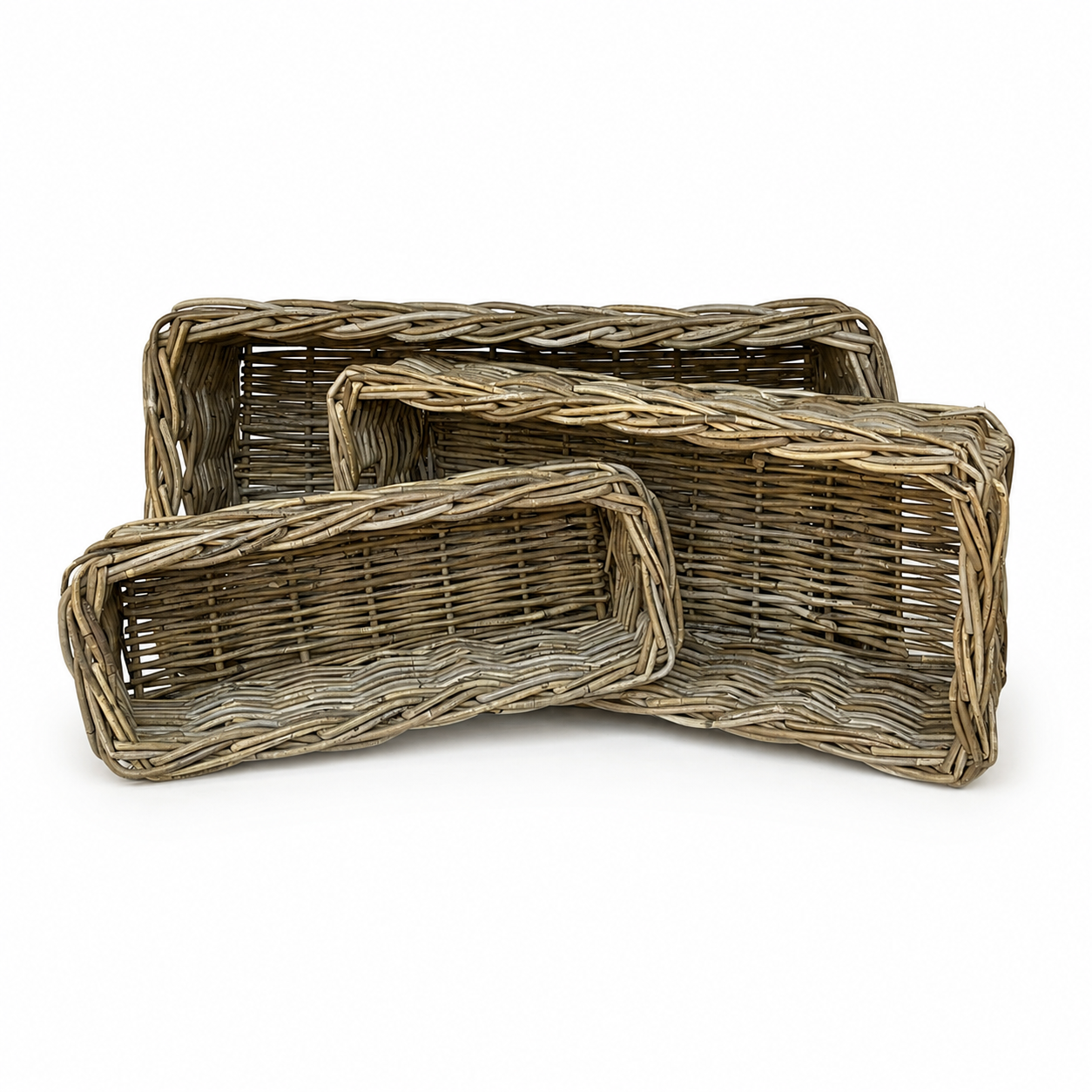 Long Rectangular Rattan Storage Baskets