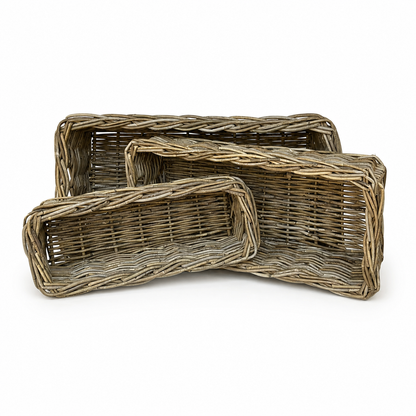 Long Rectangular Rattan Storage Baskets