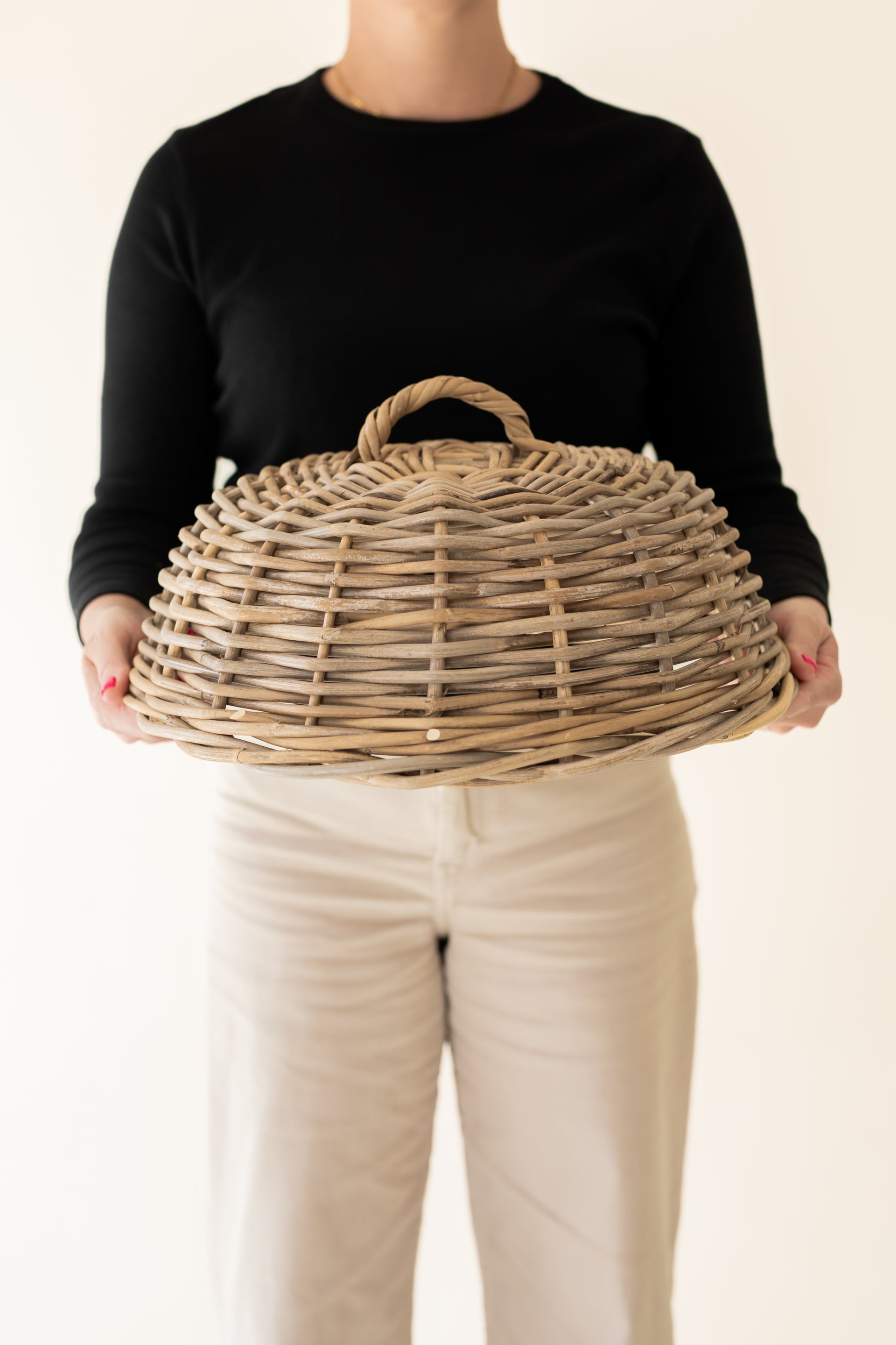 Medium Rattan Cloche Dome Food Cover
