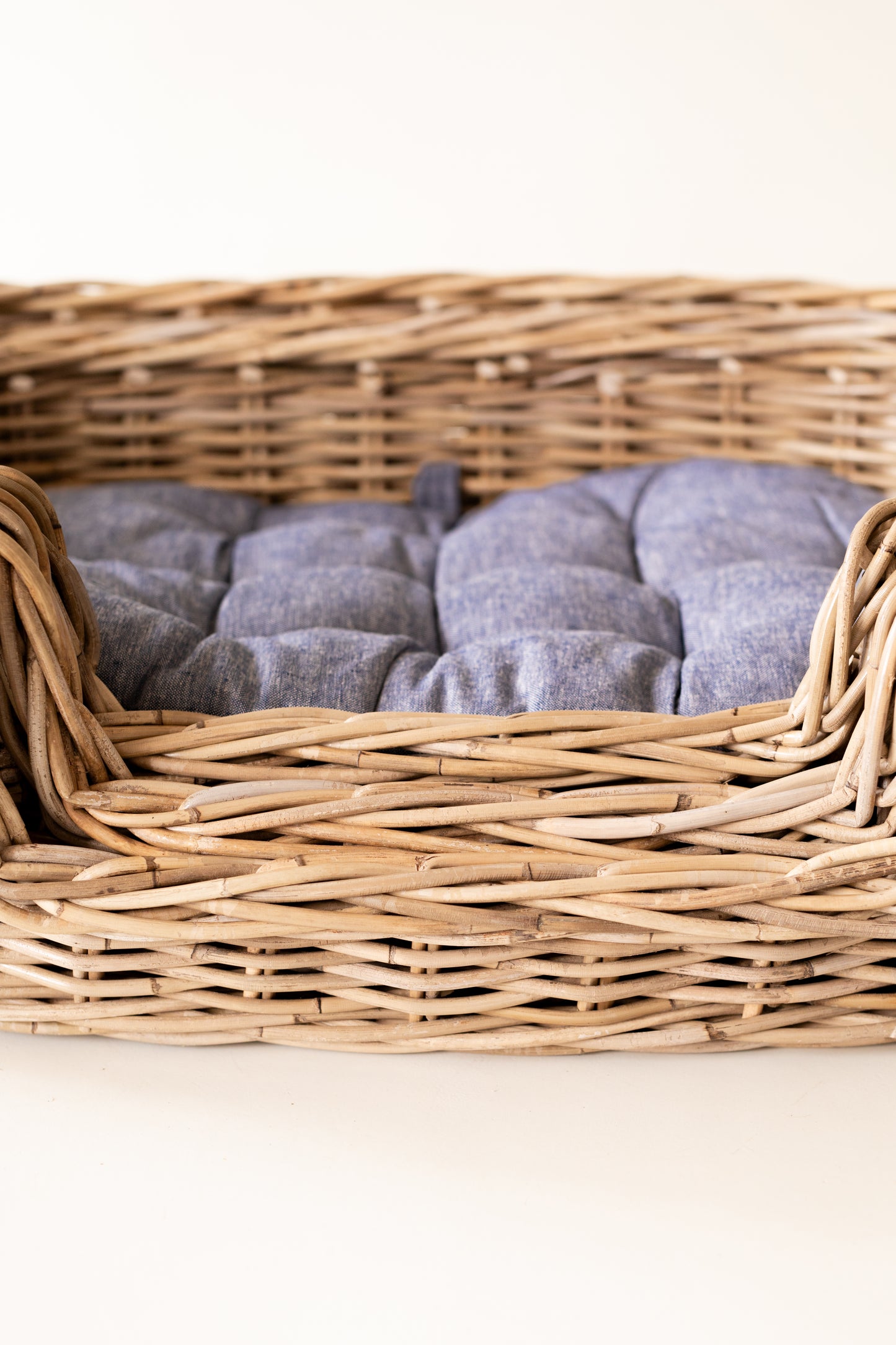 Oval Rattan Pet Bed with Pillow