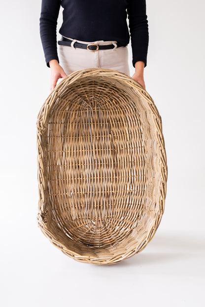 Oval Rattan Pet Bed with Pillow