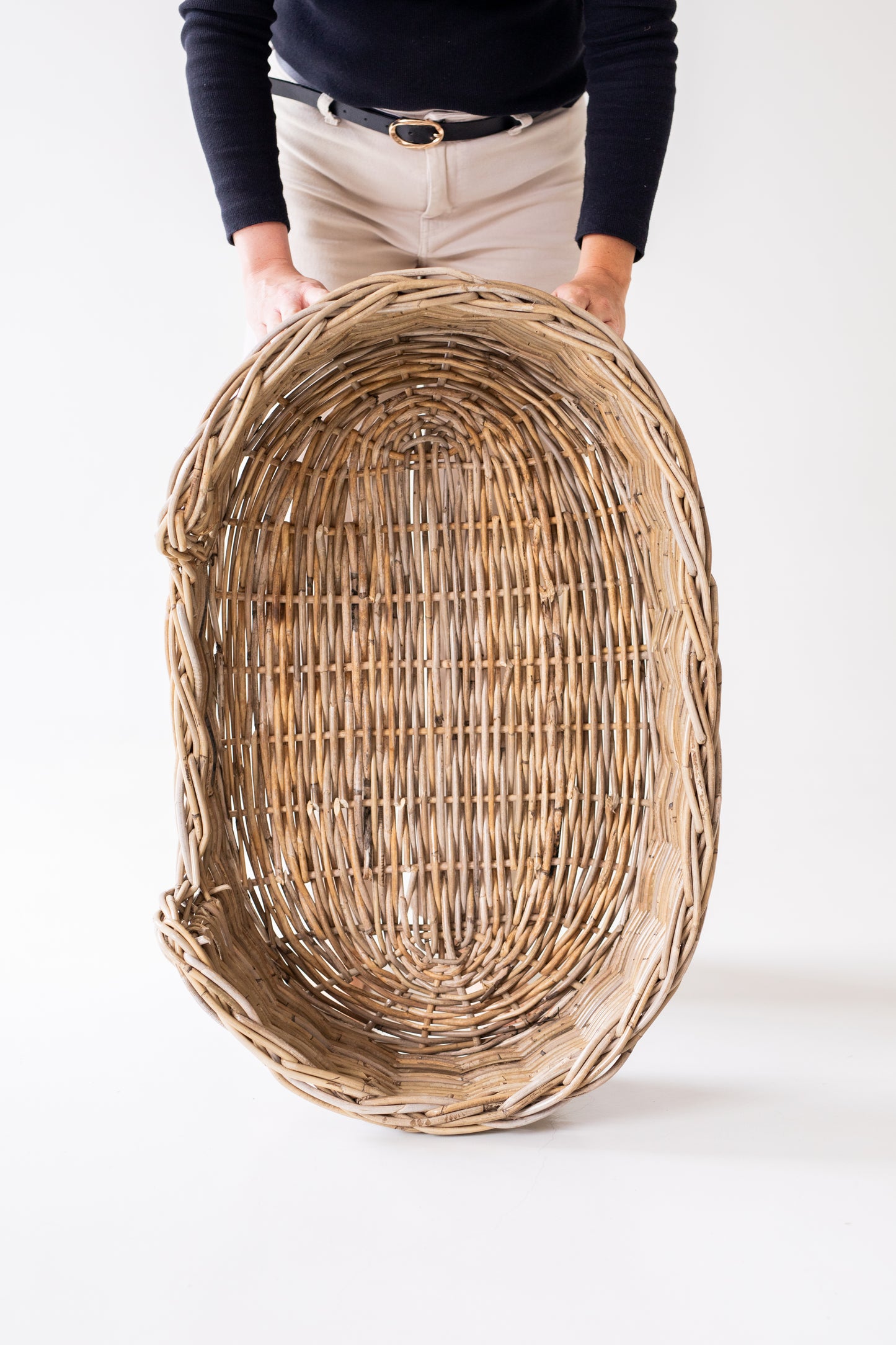 Oval Rattan Pet Bed with Pillow