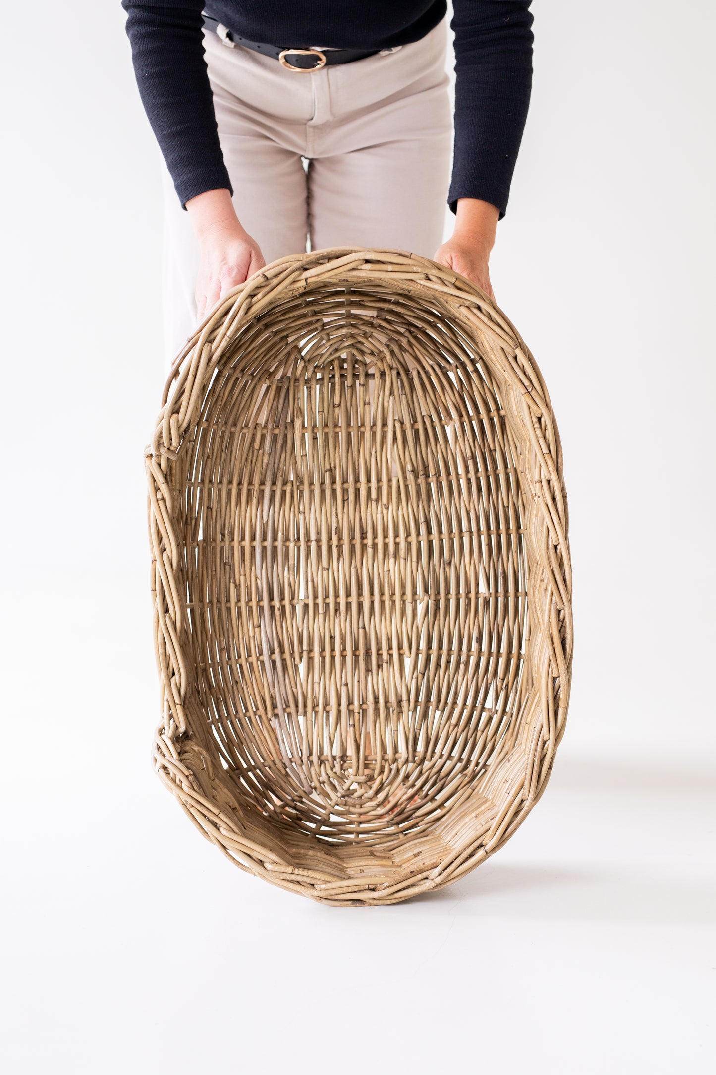 Oval Rattan Pet Bed with Pillow