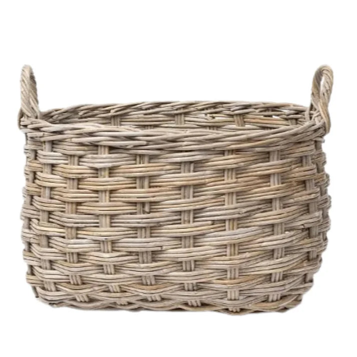 Rattan Rounded Oval Storage Basket - Basketly