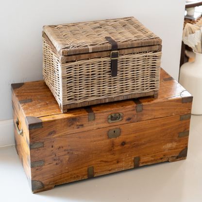 Rattan Chest with Faux Leather Buckle