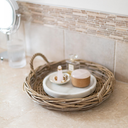 Rattan Round Tray Kubu Grey - Basketly