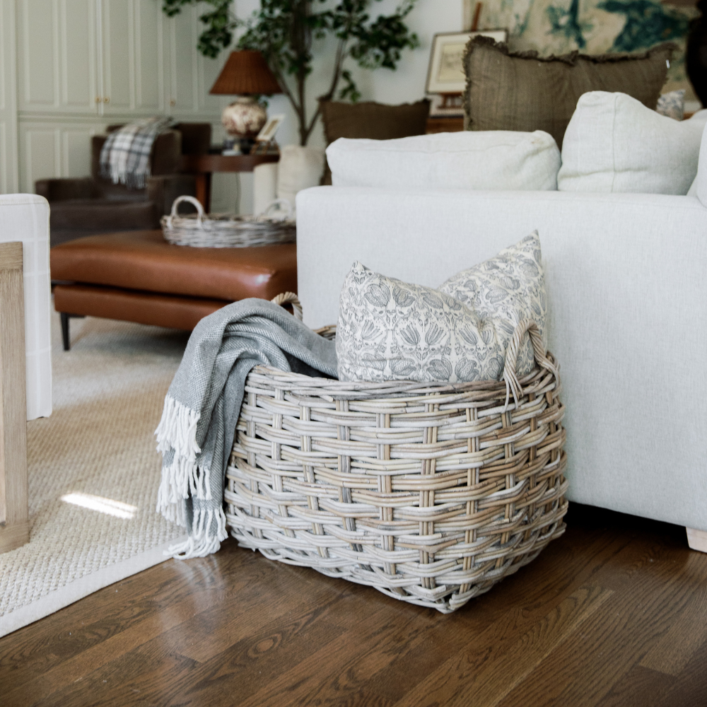 Rattan Rounded Oval Storage Basket - Basketly