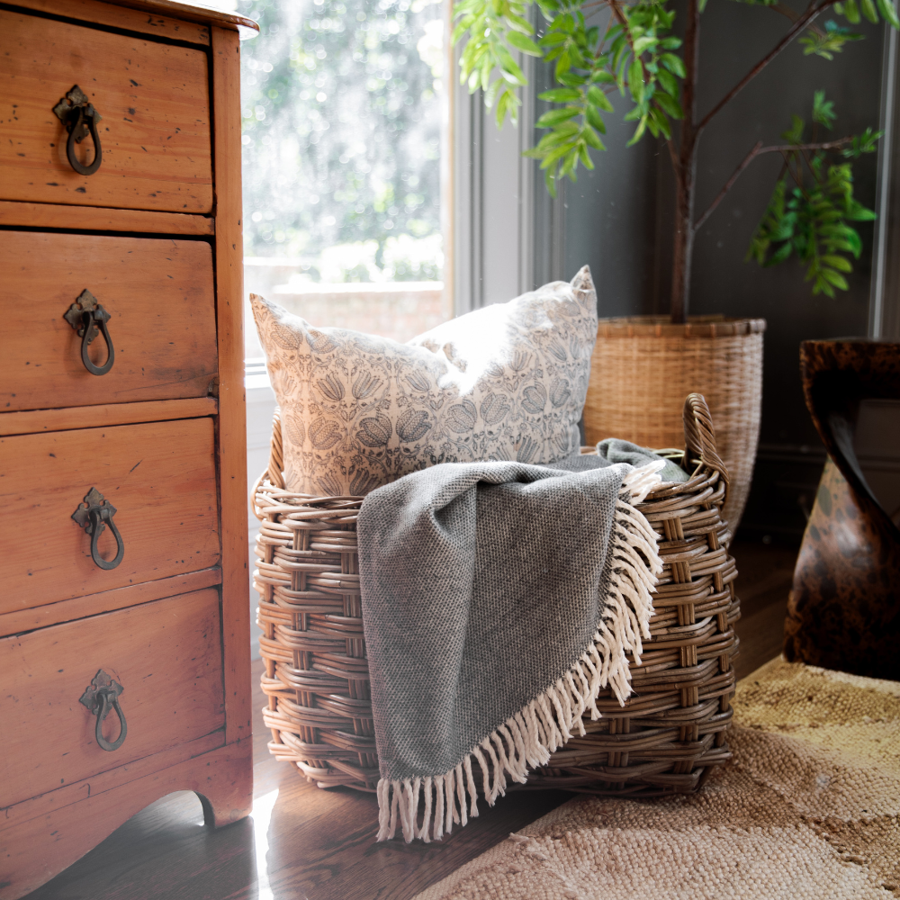 Rattan Rounded Oval Storage Basket - Basketly