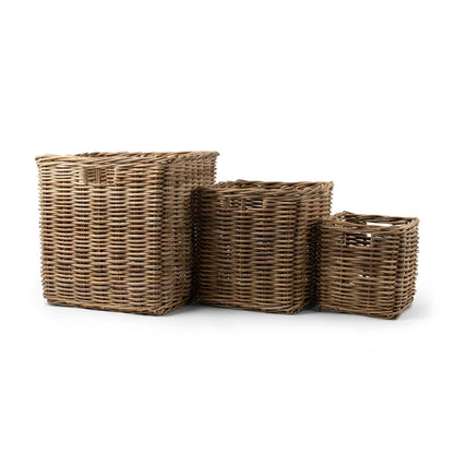 Rattan Square Kubu Grey Storage Baskets - Basketly