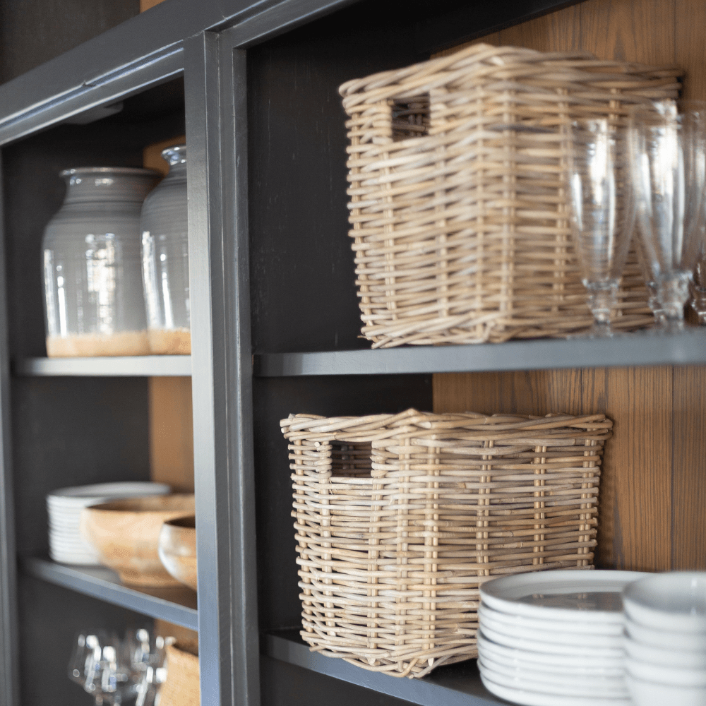 Rattan Square Kubu Grey Storage Baskets - Basketly