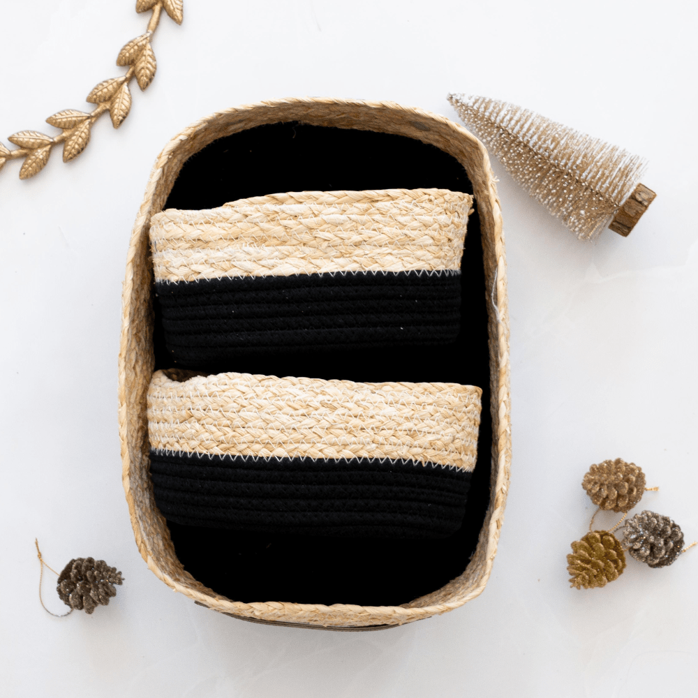 Black Organizer Three Piece Basket Set