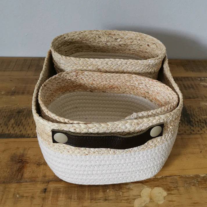 Cream Organizer Basket Set