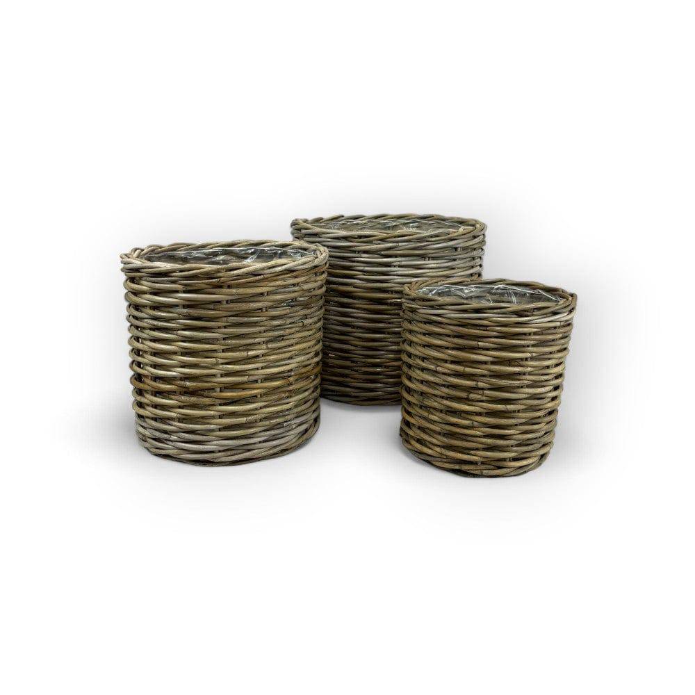 Rattan Planter Basket with Plastic Inner Set