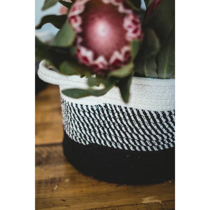 Black Ombre Cotton Storage Basket used as gift basket basket