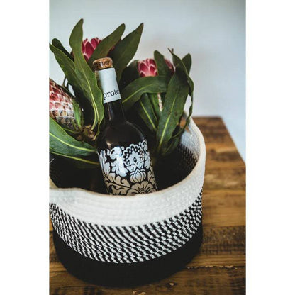 Black Ombre Cotton Storage Basket used as gift basket basket