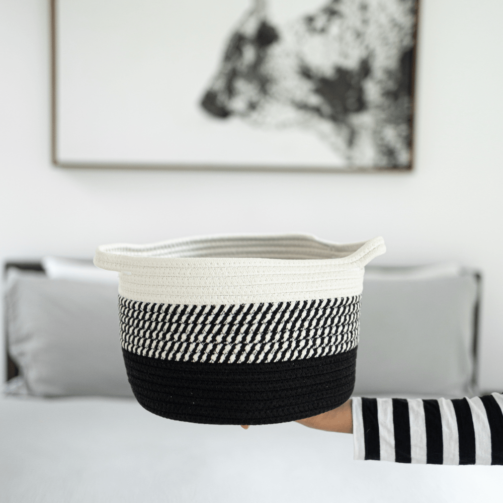 Large Black Ombre Cotton Storage Basket