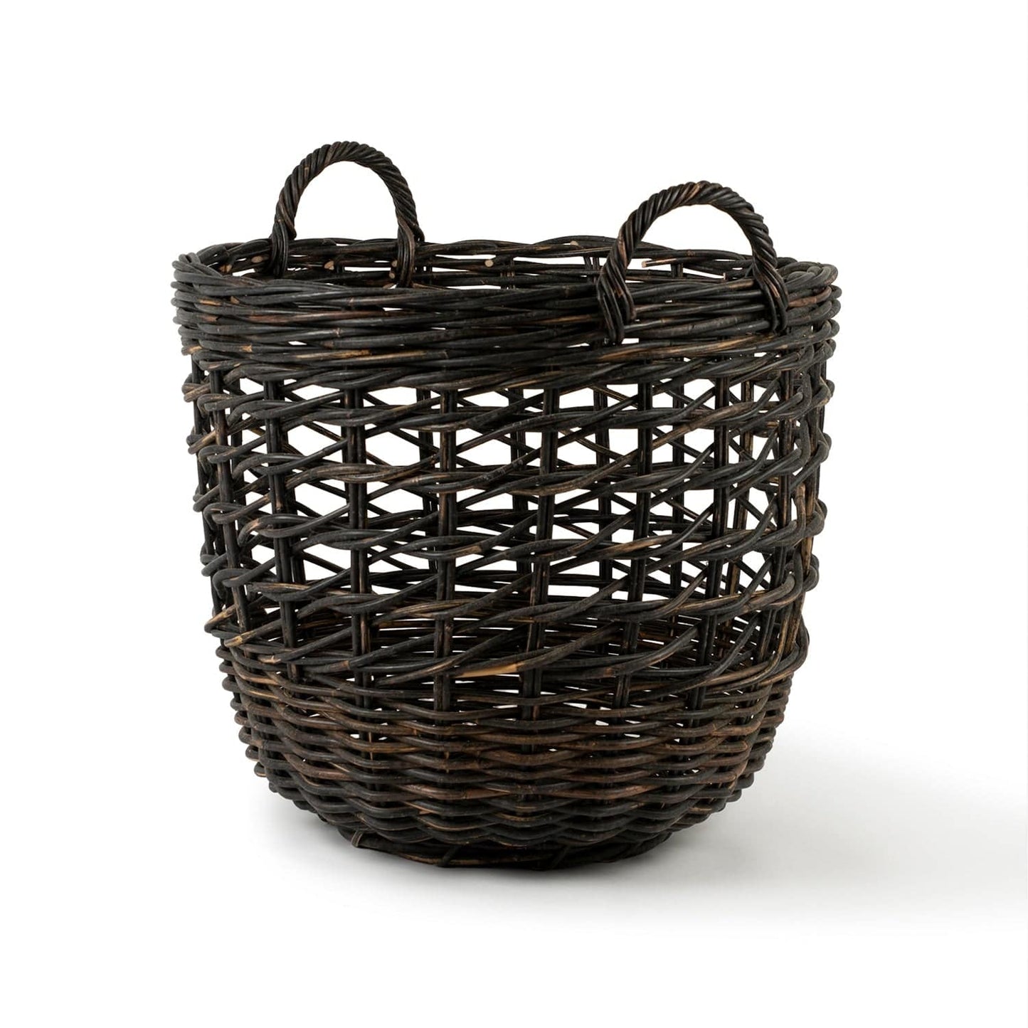 Rattan Round Black Open Weave Basket