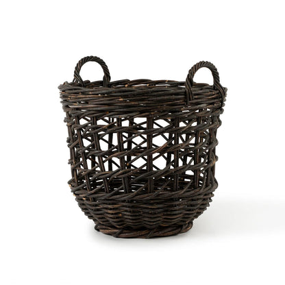 Rattan Round Black Open Weave Basket