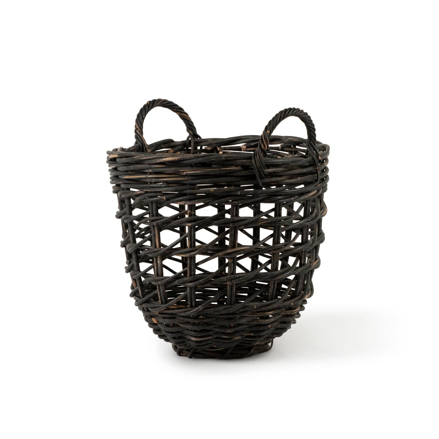 Rattan Round Black Open Weave Basket