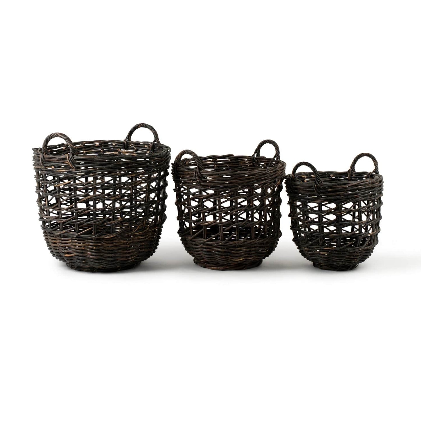 Rattan Round Black Open Weave Basket