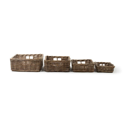 Rattan Rectangle Basket Tray set