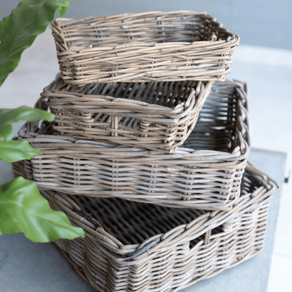 Rattan Rectangle Basket Tray set