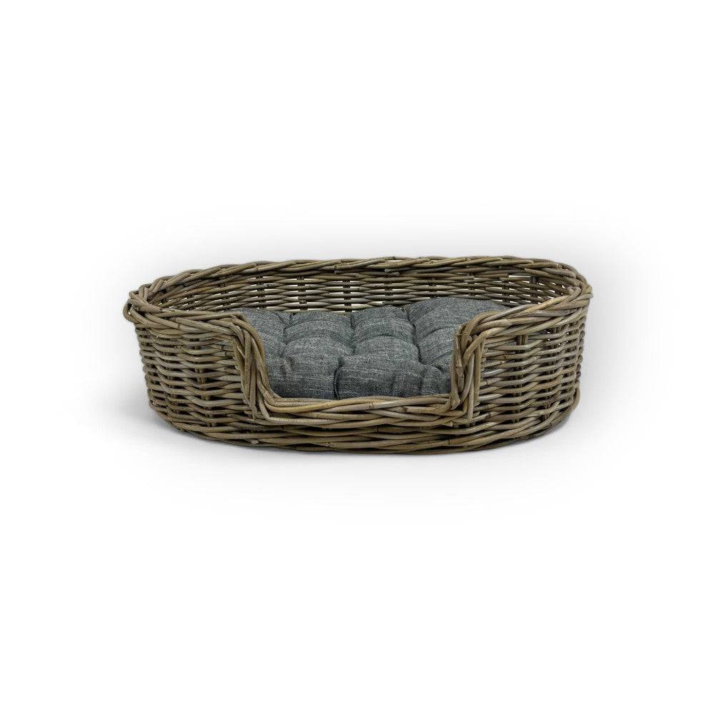 Oval Rattan Pet Bed with Pillow