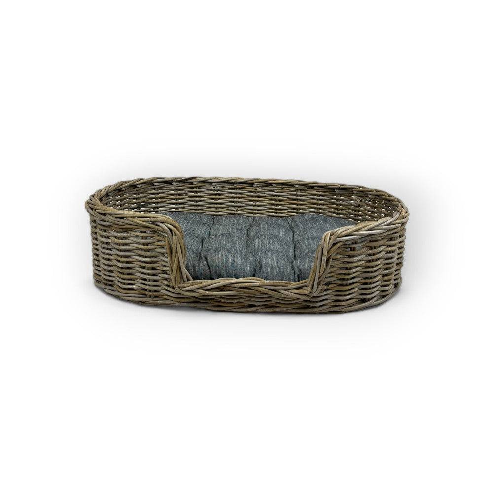 Oval Rattan Pet Bed with Pillow