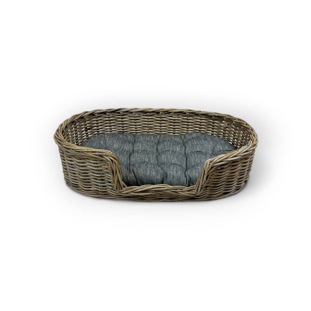 Oval Rattan Pet Bed with Pillow