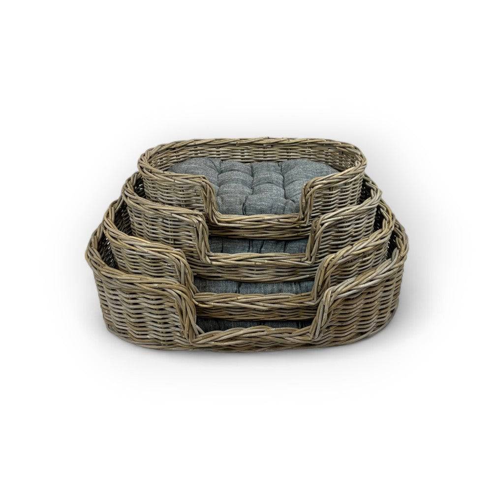 Oval Rattan Pet Bed with Pillow