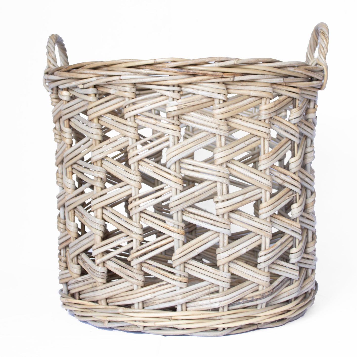 Zig-Zag Weave Round Basket Kubu Grey